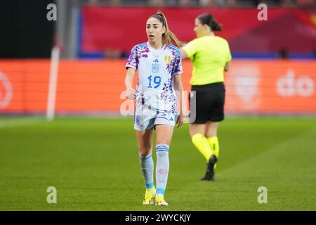 LEUVEN, BELGIO - 5 APRILE: La Spagna Olga Carmona guarda durante la partita di qualificazione femminile di UEFA EURO 2025 tra Belgio e Spagna allo Stadium Den Dreef il 5 aprile 2024 a Lovanio, Belgio. (Foto di Tobias Giesen/Agenzia BSR) credito: Agenzia BSR/Alamy Live News Foto Stock