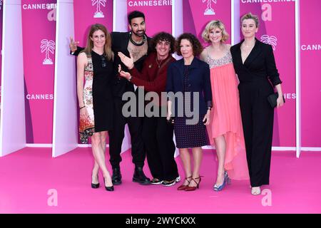 Cannes, Francia. 5 aprile 2024. Cannes - 7° Canneseries International Festival - cerimonia di apertura - Joakim Latzko, Tim Rousseau, Sylvie Flepp, Agathe de la Boulaye credito: Agenzia fotografica indipendente/Alamy Live News Foto Stock