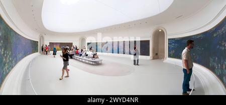 Ninfee serie Nympheas dipinte da Claude Monet, Museo dell'Orangerie, Tuileries, Parigi, Francia. Foto Stock