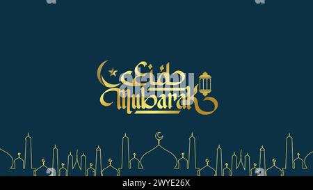 Tipografia araba Eid Mubarak Eid al-Adha Eid Saeed , Eid al-Fitr testo calligrafia biglietto d'auguri per musulmani. illustratore vettoriale Illustrazione Vettoriale