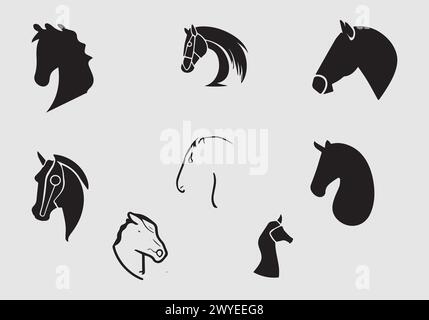 Design minimalista icona Black Horse Illustrazione Vettoriale