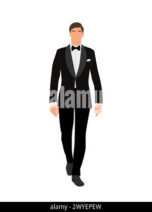 Elegante uomo d'affari che indossa un vettore di smoking formale. Illustrazione Vettoriale
