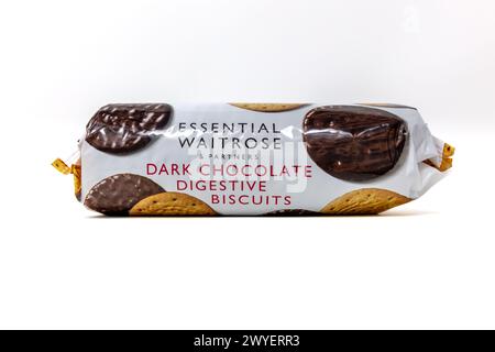 Biscotti digestivi essenziali Waitrose Dark Chocolate Foto Stock