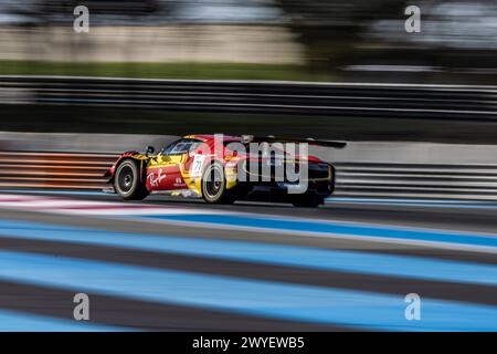 71 NEUBAUER Thomas (fra), ABRIL Vincent (fra), VIDALES David (spa), AF Corse - Francorchamps Motors, Ferrari 296 GT3, azione durante il 1° round del Fanatec GT World Challenge 2024 motorizzato AWS sul circuito Paul Ricard, dal 5 al 7 aprile 2024 a le Castellet, Francia - foto Marc de Mattia / DPPI Foto Stock