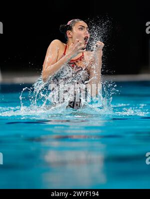 Pechino, Cina. 6 aprile 2024. Karina Magrupova del Kazakistan gareggia durante la finale libera femminile alla World Aquatics Artistic Swimming World Cup 2024 a Pechino, Cina, 6 aprile 2024. Crediti: Wang Lili/Xinhua/Alamy Live News Foto Stock