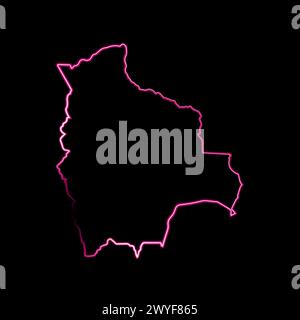 Illustrazione vettoriale isolata della mappa boliviana con effetto neon. Illustrazione Vettoriale