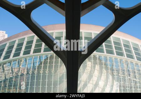 L'Hemisferic di l'Umbracle. Città delle Arti e delle Scienze, Valencia, Spagna. Foto Stock