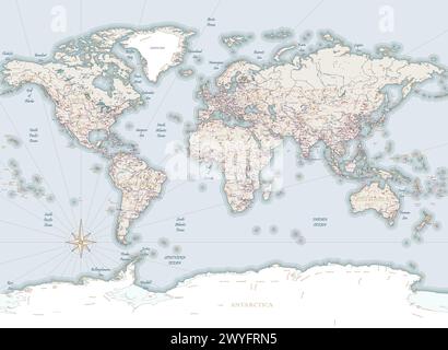 Mappa del mondo pirata in stile vintage Illustrazione Vettoriale