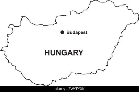 Disegno dell'illustrazione vettoriale dell'icona della mappa dell'Ungheria Illustrazione Vettoriale