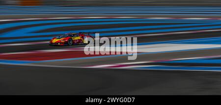 71 NEUBAUER Thomas (fra), ABRIL Vincent (fra), VIDALES David (spa), AF Corse - Francorchamps Motors, Ferrari 296 GT3, azione durante il 1° round del Fanatec GT World Challenge 2024 motorizzato AWS sul circuito Paul Ricard, dal 5 al 7 aprile 2024 a le Castellet, Francia Foto Stock