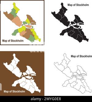 Icona della mappa di Stoccolma illustrazione simbolo design Illustrazione Vettoriale