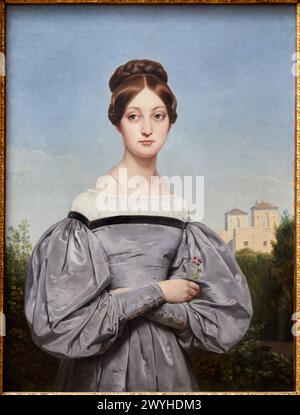 "Portrait de Louise Vernet (1814-1845), figlia dell'artista" 1832-1834, Horace Vernet, 1789-1863, Musée du Louvre, Parigi, Francia, Europa. Foto Stock