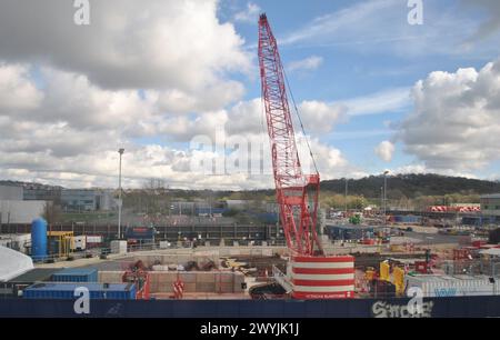 Il sito di Greenford al centro del tunnel HS2 Northolt, tra Old Oak Common e Ruislip, Londra occidentale. Foto Stock