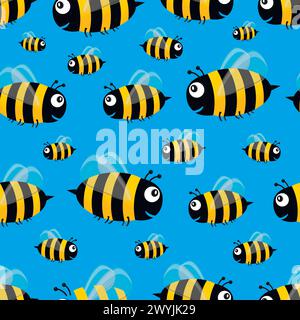 Struttura senza cuciture. Illustrazione del vettore delle api cartoni animati. Illustrazione Vettoriale