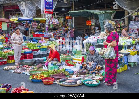 Cambogia, Phnom Penh, distretto di Prampi Makara, mercato di Orussey Foto Stock