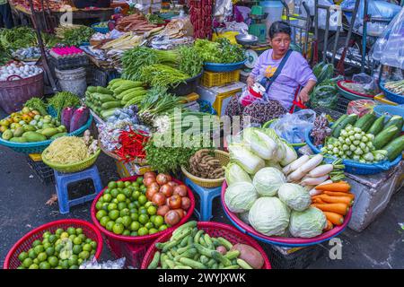 Cambogia, Phnom Penh, distretto di Prampi Makara, mercato di Orussey Foto Stock