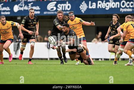 Montpellier, Francia. 7 aprile 2024. © PHOTOPQR/LE MIDI LIBRE/JEAN MICHEL MART ; MONTPELLIER ; 07/04/2024 ; MONTPELLIER/GGL STADIUM/RUGBY CHALLENGE CUP MONTPELLIER MHR/ULSTER LE 07 04 2024 RUGBY CHALLENGE CUP IL 7 APRILE 2024 LE 07 04 2024 CREDITI: MAXPPP/ALAMY LIVE NEWS Foto Stock