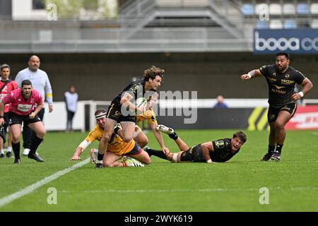 Montpellier, Francia. 7 aprile 2024. © PHOTOPQR/LE MIDI LIBRE/JEAN MICHEL MART ; MONTPELLIER ; 07/04/2024 ; MONTPELLIER/GGL STADIUM/RUGBY CHALLENGE CUP MONTPELLIER MHR/ULSTER LE 07 04 2024 /AUBIN EYMERI RUGBY CHALLENGE CUP IL 7 APRILE 2024 LE 07 04 2024 CREDITI: MAXPPP/ALAMY LIVE NEWS Foto Stock