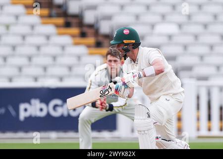 Birmingham, Regno Unito. 7 aprile 2024. Jake Libby del Worcestershire in azione durante il giorno 3 del Vitality County Championship Division 1 match tra Warwickshire CCC e Worcestershire CCC all'Edgbaston Cricket Ground, Birmingham, Inghilterra, il 7 aprile 2024. Foto di Stuart Leggett. Solo per uso editoriale, licenza richiesta per uso commerciale. Non utilizzare in scommesse, giochi o pubblicazioni di singoli club/campionato/giocatori. Crediti: UK Sports Pics Ltd/Alamy Live News Foto Stock