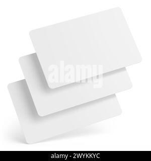 Tre Plastic Card Mockup 3D Rendering sfondo isolato Foto Stock