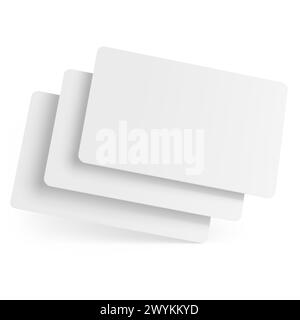 Tre Plastic Card Mockup 3D Rendering sfondo isolato Foto Stock