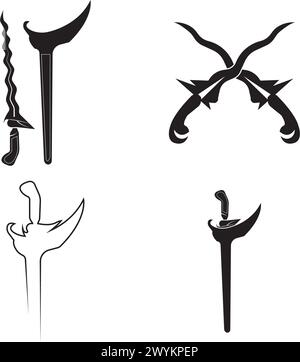 modello di disegno vettoriale dell'icona del logo keris Illustrazione Vettoriale