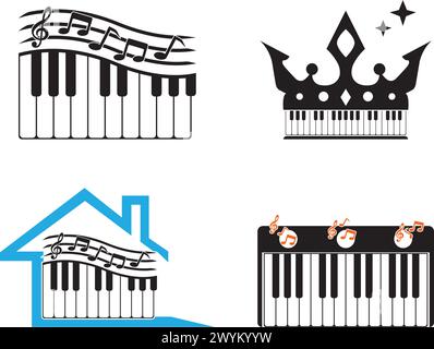 Disegno dell'illustrazione dell'icona vettoriale del modello del logo piano Illustrazione Vettoriale