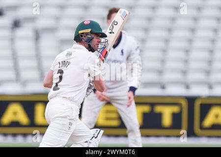 Birmingham, Regno Unito. 7 aprile 2024. Jake Libby del Worcestershire in azione durante il giorno 3 del Vitality County Championship Division 1 match tra Warwickshire CCC e Worcestershire CCC all'Edgbaston Cricket Ground, Birmingham, Inghilterra, il 7 aprile 2024. Foto di Stuart Leggett. Solo per uso editoriale, licenza richiesta per uso commerciale. Non utilizzare in scommesse, giochi o pubblicazioni di singoli club/campionato/giocatori. Crediti: UK Sports Pics Ltd/Alamy Live News Foto Stock