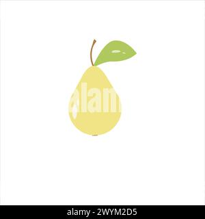 Icona verde colorata della pera isolata su sfondo bianco. Design piatto cartoni animati. Illustrazione vettoriale. Illustrazione Vettoriale