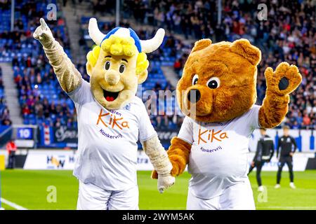 Heerenveen, Paesi Bassi. 7 aprile 2024. HEERENVEEN, 07-04-2024, Abe Lenstra stadion, Dutch football Eredivisie, stagione 2023/2024, partita tra Heerenveen - Utrecht, kika mascotte credito: Pro Shots/Alamy Live News Foto Stock