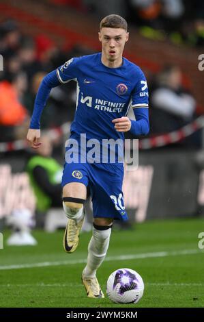 Sheffield, Regno Unito. 7 aprile 2024. Cole Palmer del Chelsea rompe con il pallone durante la partita di Premier League Sheffield United vs Chelsea a Bramall Lane, Sheffield, Regno Unito, 7 aprile 2024 (foto di Craig Thomas/News Images) a Sheffield, Regno Unito, il 4/7/2024. (Foto di Craig Thomas/News Images/Sipa USA) credito: SIPA USA/Alamy Live News Foto Stock