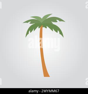 icona a forma di un singolo albero di palma isolata Illustrazione Vettoriale