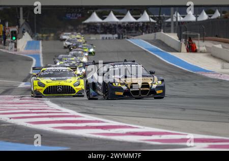 998 HESSE Max (ger), HARPER Dan (gbr), FARFUS Augusto (bra), Rowe Racing, BMW M4 GT3, azione durante il 1° round del Fanatec GT World Challenge 2024 motorizzato da AWS sul circuito Paul Ricard, dal 5 al 7 aprile 2024 a le Castellet, Francia Foto Stock