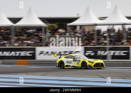 02 GOUNON Jules (e), SCHILLER Fabian (Ger), STOLZ Luca (Ger), Mercedes AMG Team GetSpeed, Mercedes-AMG GT3 Evo, azione durante il 1° round del Fanatec GT World Challenge 2024 motorizzato da AWS sul circuito Paul Ricard, dal 5 al 7 aprile 2024 a le Castellet, Francia Foto Stock