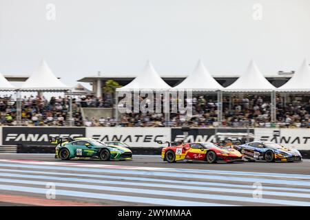 71 NEUBAUER Thomas (fra), ABRIL Vincent (fra), VIDALES David (spa), AF Corse - Francorchamps Motors, Ferrari 296 GT3, azione durante il 1° round del Fanatec GT World Challenge 2024 motorizzato AWS sul circuito Paul Ricard, dal 5 al 7 aprile 2024 a le Castellet, Francia Foto Stock