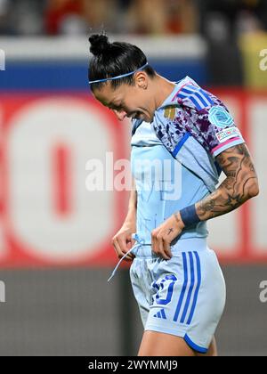 LOVANIO - la spagnola Jennifer Hermoso festeggia il suo gol durante la partita di qualificazione al Campionato europeo femminile nel gruppo A2 tra Belgio e Spagna allo stadio Den Dreef il 5 aprile 2024 a Lovanio, Belgio. ANP | Hollandse Hoogte | GERRIT VAN COLOGNE Foto Stock