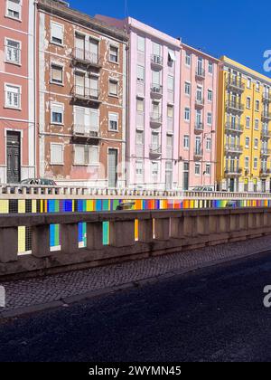 Lisbona, Portogallo, estate, steets, edifici colorati, edificio della Fondazione, Cascais, palazzo da pena, museo MAAT Foto Stock