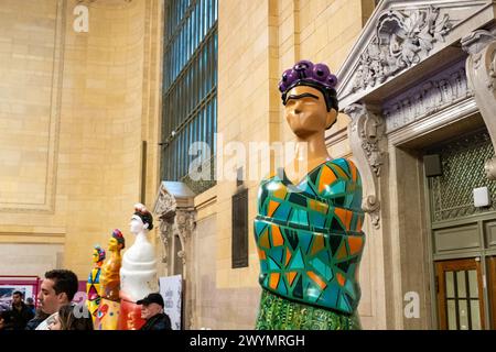 "Los Sabores de mi Mexico", mostra di Frida Kahlo nella Vanderbilt Hall, dal 5 al 7 aprile 2024, Grand Central Terminal, New York City, USA Foto Stock