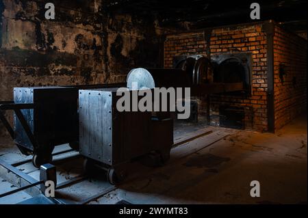 Auschwitz, Polonia, 21 marzo 2024 - la camera a gas del campo di sterminio Foto Stock