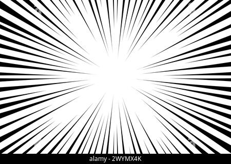 Linee di velocità radiali. Design del modello di sfondo comico Illustrazione Vettoriale