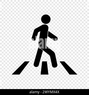 Icona del vettore di attraversamento pedonale. Icona Zebra Crossing Illustrazione Vettoriale