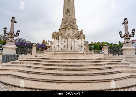 Monumento commemorativo alla rotatoria Marques de Pombal nella città di Lisbona-Portogallo Foto Stock