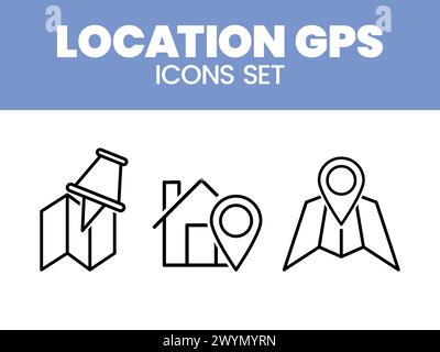 Icona di navigazione posizione Imposta illustrazione vettore icona mappa GPS Imposta il contrassegno vettore pin di posizione GPS icone mappa GPS vettore Illustrazione Vettoriale