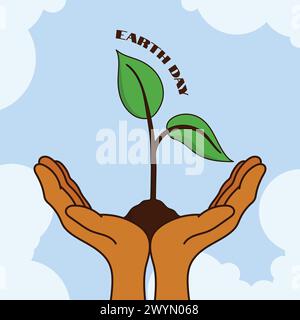 Happy Earth Day Card illustrazione vettoriale Earth Day poster Vector Concept 22 aprile Salva Terra Vector riscaldamento globale Illustrazione Vettoriale