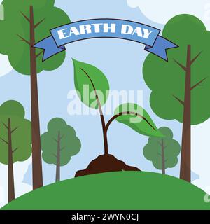 Happy Earth Day Card illustrazione vettoriale Earth Day poster Vector Concept 22 aprile Salva Terra Vector riscaldamento globale Illustrazione Vettoriale