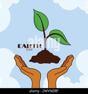 Happy Earth Day Card illustrazione vettoriale Earth Day poster Vector Concept 22 aprile Salva Terra Vector riscaldamento globale Illustrazione Vettoriale