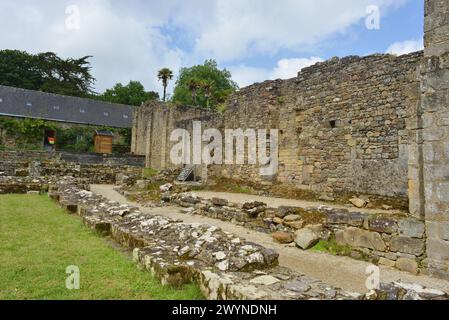 Anicient Abbey a Landevennec, Bretagne, Francia Foto Stock