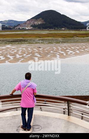 Parco naturale delle paludi di Santoña, Victoria e Joyel dal punto panoramico Mirador de las Marismas, Cantabria, Spagna. Foto Stock