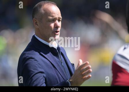 Frosinone, Italia. 7 aprile 2024. Joey saputo presidente di Bologna durante la partita di serie A tra Frosinone calcio e Bologna FC allo Stadio Benito stirpe il 7 aprile 2024 a Frosinone, italia punteggio finale 0-0 (Credit Image: © Agostino Gemito/Pacific Press via ZUMA Press Wire) SOLO USO EDITORIALE! Non per USO commerciale! Foto Stock