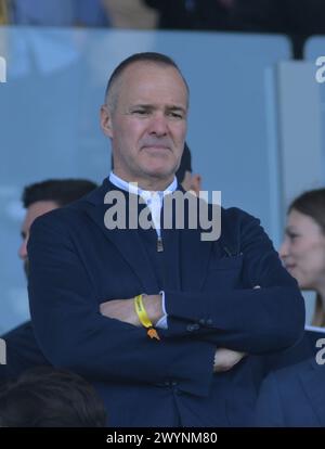 Frosinone, Italia. 7 aprile 2024. Joey saputo presidente di Bologna durante la partita di serie A tra Frosinone calcio e Bologna FC allo Stadio Benito stirpe il 7 aprile 2024 a Frosinone, italia punteggio finale 0-0 (Credit Image: © Agostino Gemito/Pacific Press via ZUMA Press Wire) SOLO USO EDITORIALE! Non per USO commerciale! Foto Stock